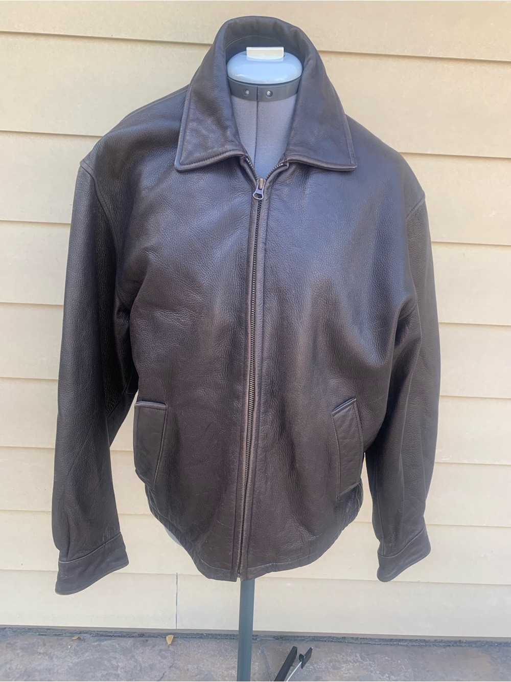 Brooks Brothers Dark Brown Leather Bomber Jacket